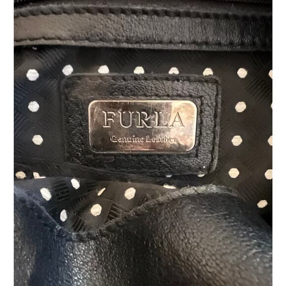 FURLA Vintage Carmen Black Smooth Leather Medium Handbag/Tote Made In Italy 1998 - Picture 4 of 11